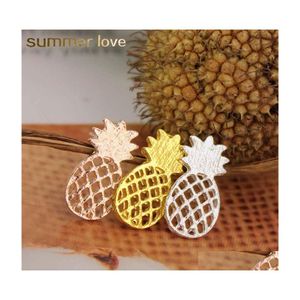 Orecchini a forma di ananas cava placcati in oro rosa con perno per le donne Design della personalità Carino gioielli in lega Charm Drop Delivery Dhlmh