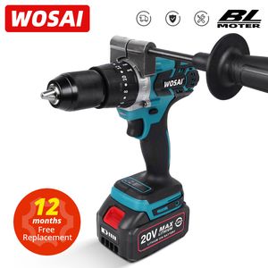 Electric Drill WOSAI 20V Brushless Electric Drill 20 Torque 115NM Cordless Screwdriver Liion Battery Electric Power Screwdriver Drill 230210