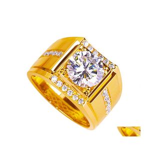 С боковыми камнями мойссанитовое бриллиантовое кольцо для мужчин щедрые свадебные ювелирные изделия 18K Rose Gold Sier Ring