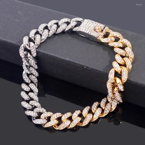 Cavigliere Hip Hop Rock Gold Silver Color Miami Cuban Cavigliera Gioielli Donna Uomo Splicing Crystal Chunky Metal Chain Rapper Jewellery