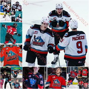 Kolej hokey giyiyor özel dikişli Kelowna Rockets hokey forması logan peskett caden fiyat marek rocak gabriel szturc dylan wightman erkek gençlik Kelowna Jersey