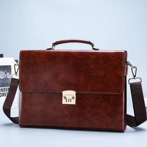 Briefcases Men's Business Handbag Password Lock Briefcase Rero Portfolio Attache Case Large Capacity Office Computer Bag 230210