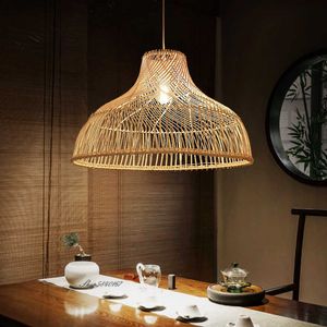 Lampadario giapponese in rattan Lampadari a soffitto in stile rustico vintage Illuminazione Luci a led per sala da pranzo Ristorante Sospensione 0209