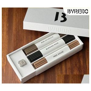 Incense Byredo Trois Encens 60Pcs Set Sticks 20Pcs With 3Kinds Bibliotheque Burning Rose Tree House Long Lasting Smell Solid Per Fra Dhrdc