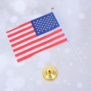 Tovaglia Bandiera Bandiere americane Scrivania Us Mini Decor Desktop Stick Luglio Usa Day Stati Uniti 4° Memoriale dei Veterani Bastoni tenuti in mano in miniatura