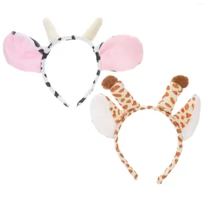 Bandanas Headband Animal Giraffe Cow Hair Halloween Ears Headbands Hoop Cosplay Party Ear Costume Hairband Headdress Kids Hornbirthday