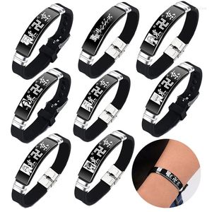 Charm Armband Anime Tokyo Revengers Cosplay Armband på handkedjan Graverad svart rostfritt stål Manjirou Bangles Writstband Wristlet