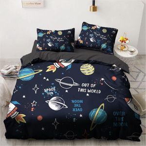 Bedding Sets 3D Space Universe Set Cartoon Duvet Cover Comforter Custom Bedclothes Black And White Bed Drop