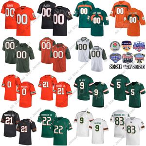 American College Football Wear NCAA College Football Miami Hurricanes Jersey 9 Tyler van Dyke 21 Henry Parrish Jr 22 Thaddius Franklin Jr 83 Michael Redding III 5 Keys