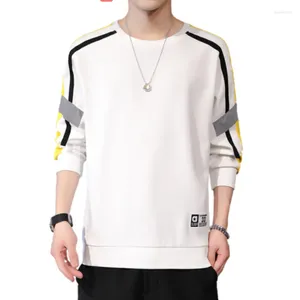 Men's T Shirts Men's Clothing Large Size Hoodie Long SleeveT-shirt Matching Color Versatile Bottom Young Round Collar