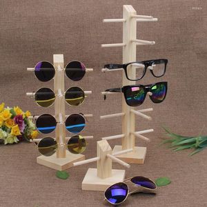 Smyckespåsar Tonvic Wood Display Stand för solglasögon 3D Glasglashållare Rack Easy Assembly Ankomst