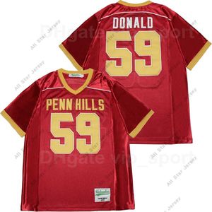 American College Football Wear High School Penn Hills 59 Aaron Donald Football Jersey Men Breattable Team Color Red Pure Cotton Brodery and Sewing Sport Top Quali