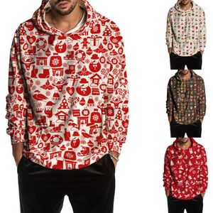 Felpe con cappuccio da uomo Felpa con cappuccio da uomo di Natale Felpa con cappuccio Pullover Maglione Maglione Babbo Natale Top