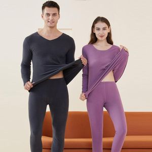 Männer Thermo-unterwäsche Für Paare Herbst Winter V-ausschnitt Warm Halten Lange Unterhosen Weibliche Dicke Weiche Kleidung Pyjamas Sets