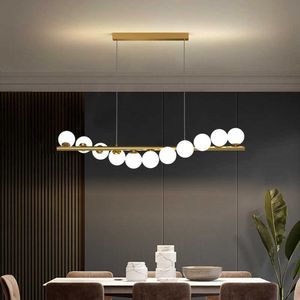 Lampadario moderno a soffitto lungo Sospensione Sfere di vetro G9 Led per tavolo Sala da pranzo Cucina Lampada a sospensione Luci da scrivania per ufficio 0209