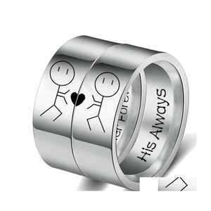 Couple Rings His Always Her Ring Simple Wedding Engagement Lovers Valentines Present Drop Delivery Jewelry Dhipd