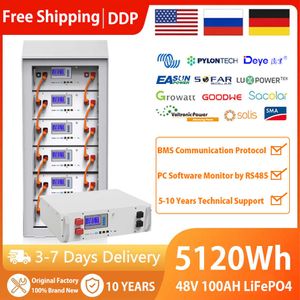 48V LifePO4 100AH ​​5120WH литий инвертор аккумулятор 10 лет Гарантия 6000 Цикл 16S 100A BMS CAN 485 BUS 32 Параллель нет налогов