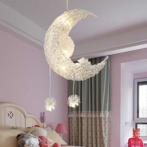 Luci Moderne Lampade a sospensione a soffitto Lampadario lunare Camera da letto per bambini Lampada a sospensione Decorazioni natalizie per illuminazione domestica 0209