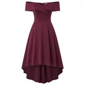 Casual Dresses Off-the-shoulder Jasambac Dress Women's High-Low Folder Over A-Line Sexy
