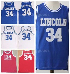 NCAA College Lincoln Jesus Shuttlesworth Jerseys 34 UConn Connecticut Huskies Basketball Movie Big State Ele recebeu o time de jogo Red Blue White