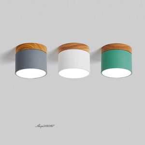 Macaron moderno ha condotto la luce della lampada da soffitto a sospensione in legno colorato Luci Soggiorno Camera da letto Decor Loft Stair Lighting 0209