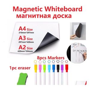 Kylmagneter Magnetic White Board Dry Wipe Marker Pen Eraser Vinyl Whiteboard For Records Kitchen 201125 Drop Delivery Home Garden Dhdd7