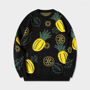 Men's Sweaters Pineapple Embroidery Jacquard Weave High-End Luxury For Men Winter Quality Elastic Oversized Loose Knitwears Pull Homme