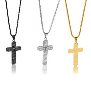 Hänge halsband 1pc stil kors kedja halsband rostfritt stål stora mäns religiösa bön mode smycken smycken
