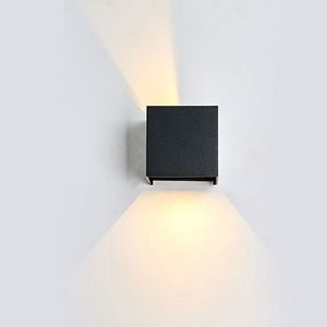 LEDs de parede externa ￠ prova d'￡gua LED 12W 3000K IP65 Alum￭nio fosco Mondern Ilumina￧￣o Black Mount para cima e para baixo alces modernas Luzes de jardim para dentro de casa Crestech168