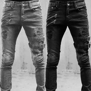 Men's Jeans Chic Men 5 Sizes Pencil Skinny Anti-pilling Trousers High Waist