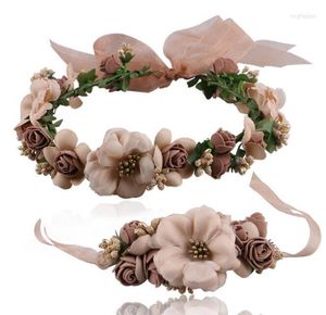 Dekorativa blommor Simulering Flower pannband armband förälder-barn kostym bröllop modehuvudbonad europeisk och amerikansk brudtärna semester