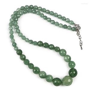 Chains Faceted Aventurine Jasper Dark Wholesale Price 6-14mm Green Gemstone Beads Necklace Making For Women Female 18inch H98