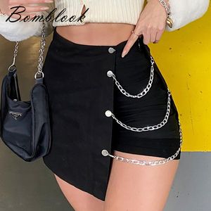 Women's Shorts Bomblook Summer Style Pure Color High Fanny Pack Buttock Chain Irregular Fashion Recreational Short Skirt Female 230209