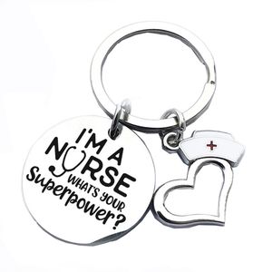 Stainless Steel Nurses Keychain Pendant I'm A Nurse Stethoscope Keyring Heart Shaped Key Chain Medical Student Gift