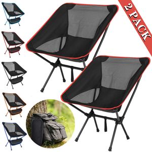 Camp Furniture Ultra Light Camping Chair 2-Pack Portable Folding Chairs Picnic Seat Outdoor Camping Travel Beach Fishing Chair Foldable Stool 230210