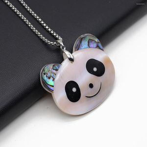 Kedjor naturliga abalonskal halsband hänge tecknad panda form mor av pärla utsökta charm för smycken tillverkning av DIY -tillbehör