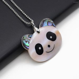 Zincirler Doğal Abalone Kabukları Kolye Kolye Karikatür Panda Şekiş İnci Mühürlü Mücevher Mücevher Yapımı DIY Aksesuarları