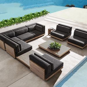 Camp Furniture Outdoor High-End Solid Wood Soffa El Watertproof Solscreen Living Room Villa Combination Courture FurnitureCamp