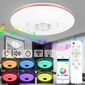 モダンなRGB LED天井照明ホーム照明48WアプリBluetooth Music Light Bedroom Smart Lamps with Remote Control AC180-264V 0209