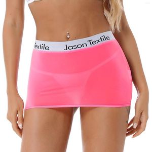 Skirts Sexy Womens Lingerie Letter Printing Elastic Waistband Miniskirt Clubwear Semi See-Through Pencil Skirt Nightwear