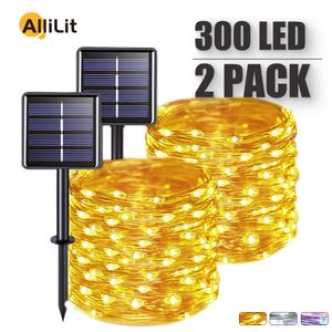 Bahçe Dekorasyonları 32m 22m 12m 7m Güneş Led Işık Açık Hava Festoon Lamba Peri String 1 ~ 2 PC Su Geçirmez Noel Çelenk Bahçesi Dekorasyonu 221122