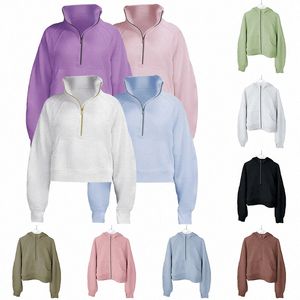 Scuba Half Zip Hoodie Womens lulus Fleece Velvet Thickening Jackets Hoodys Sports Zipper Terry Designer Half-Zip Hoodies Chothing Oversized