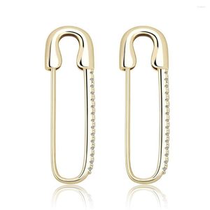 Stud Earrings Safety Pin Chain Earring Iced Out Cubic Zirconia Hip Hop Fashion Charm Party Jewelry For Gift Men Women