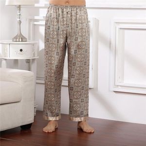 Menas de sono para dormir vestem mulheres calças de pijama para casa de sono de fundo masculino cetim de outono casual pijamas soltas