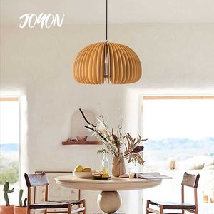 Lights Retro Wooden Southeast Asia Modern Led Pumpkin Ceiling Lamp E27 Dining Room Bedroom Study Decorative Chandelier 0209