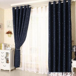 Curtain Simple Plain Color Gypsophila Silver Gold Star Blackout Fabric Curtains For Living Dining Room Bedroom ZXZ