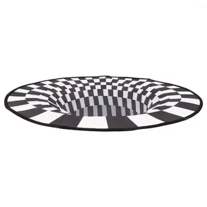 Dywany dywan dywan 3D iluzja dywany podłogowe wizualne okrągłe optyczne obszar sypialni bez ziemi wystrój drzwi czarny dekoracja biała
