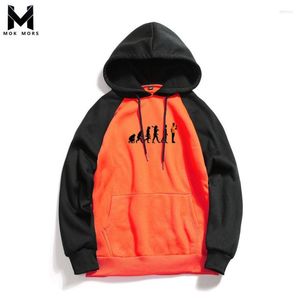 Men's Hoodies Fashion Versatile Gyms Fitness Muscle Exercise Slim Mens Print Stitching Hooded Long Sleeve Sweatshirt Men