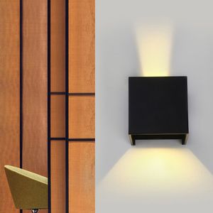 LED-exteri￶r utomhus v￤gglampor fixturer interi￶r sconces belysning vattent￤t upp ner ljus vit utomhus inomhus dekor 12w 85-265v svart 3.94in usalight