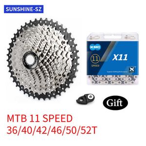 Kedjor KMC 11V -cykelkedja med solsken 11 Speed ​​MTB Kassett Freewheel Bike Chain för Shimano Deore M5100/M7000/M8000/M9000 0210